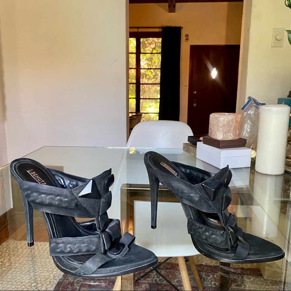 Shutz Black Stiletto Sandal Size 8